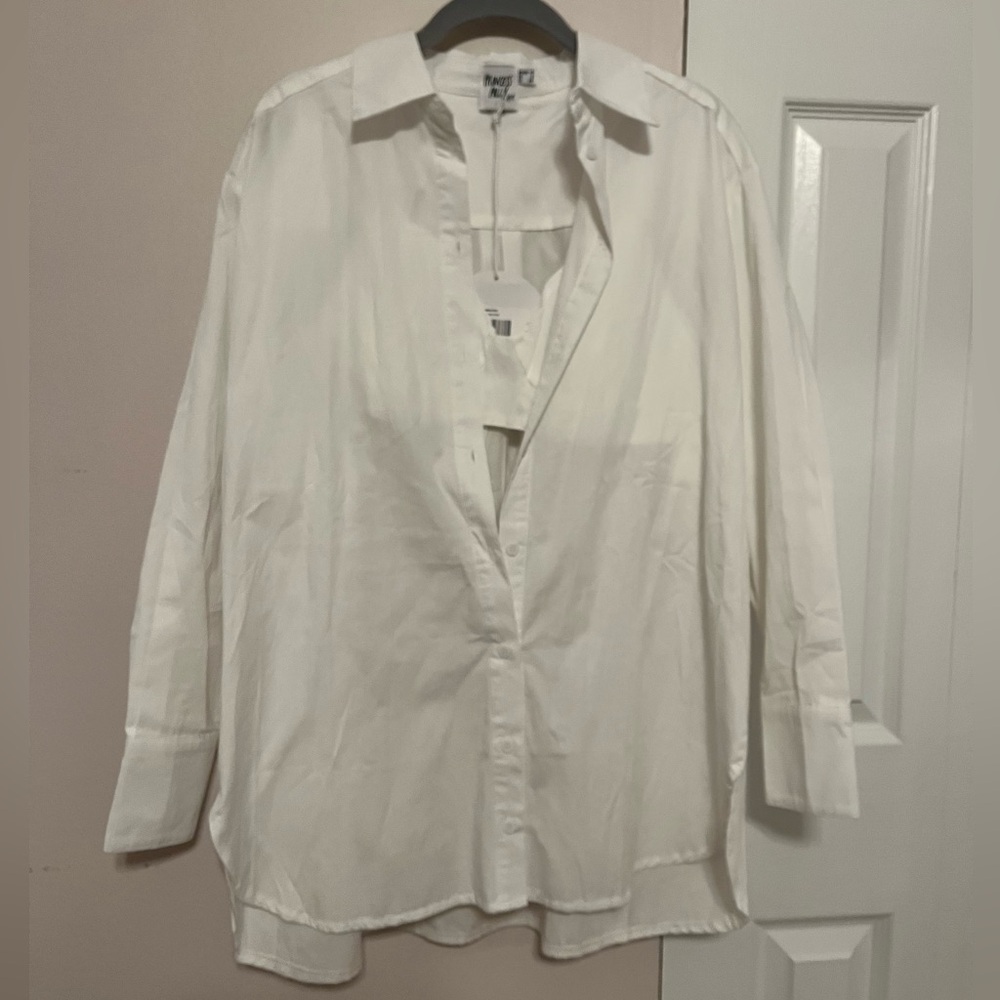 Princess Polly Adalia Oversized Casual White Button Down Shirt and Bra Top